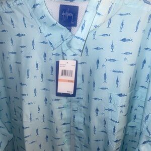Guy Harvey Blue Casual Button Down Shirt Lightweight Design